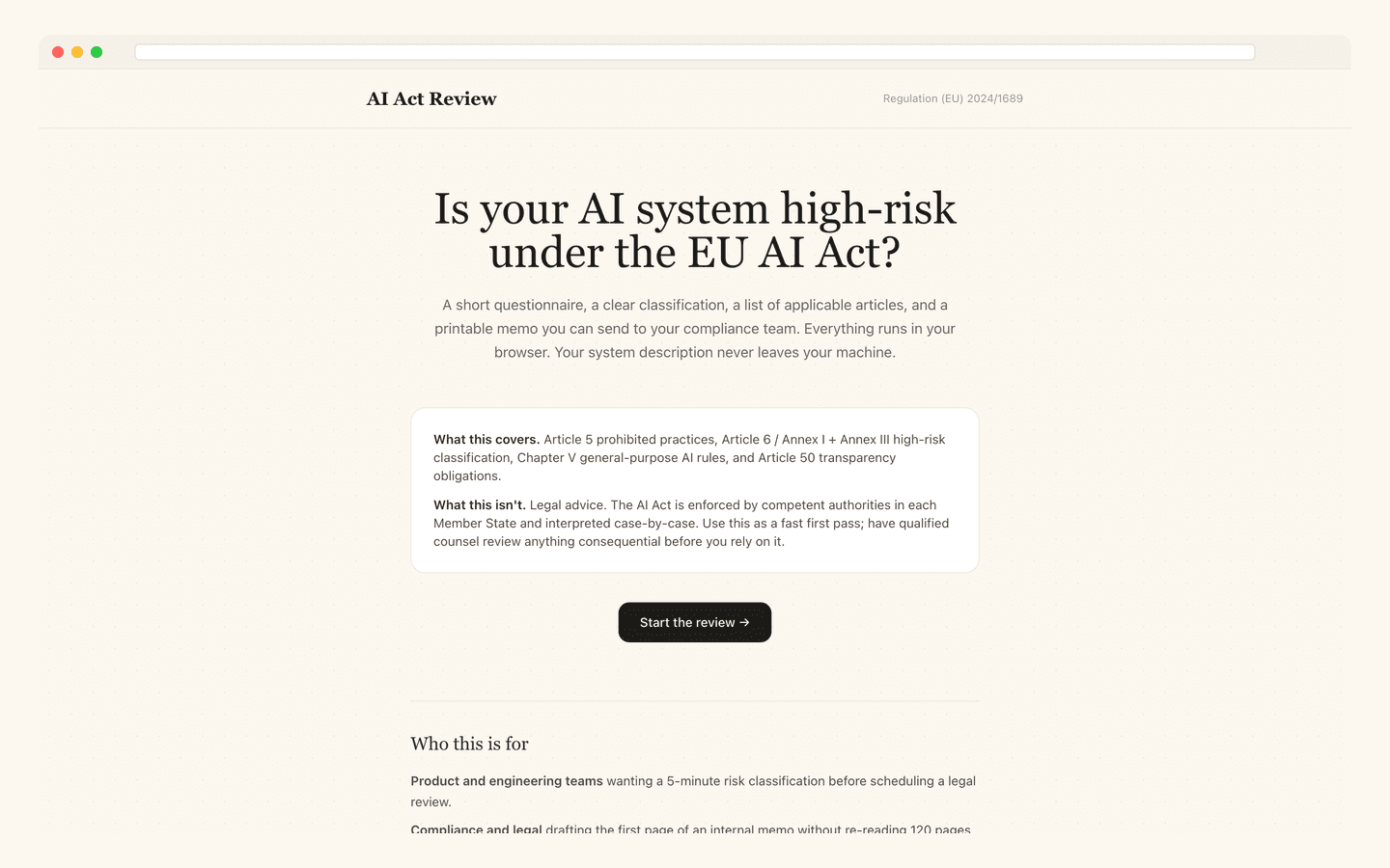 EU AI Act Risk Review for GenAI Projects